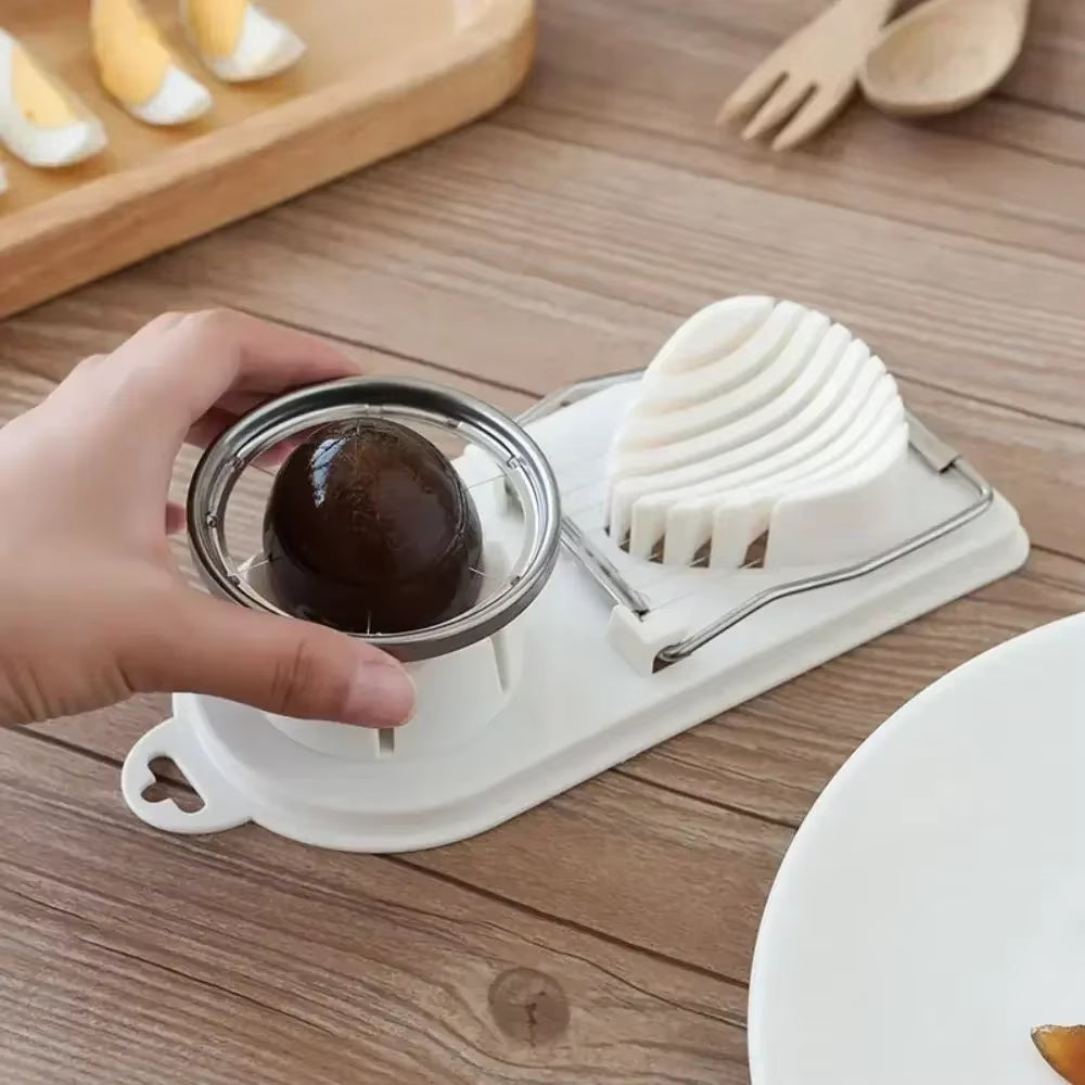 2 In1 Stainless Steel Egg Slicer for Regular Preserved Century Eggs Fruit Multi Purpose Kitchen Tool Easy Clean Compact Design