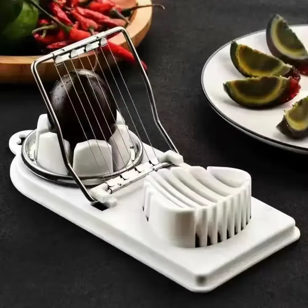2 In1 Stainless Steel Egg Slicer for Regular Preserved Century Eggs Fruit Multi Purpose Kitchen Tool Easy Clean Compact Design