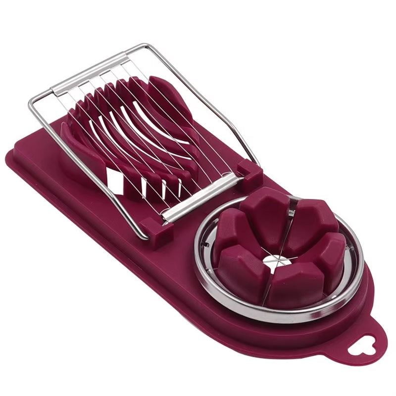 2 In1 Stainless Steel Egg Slicer for Regular Preserved Century Eggs Fruit Multi Purpose Kitchen Tool Easy Clean Compact Design